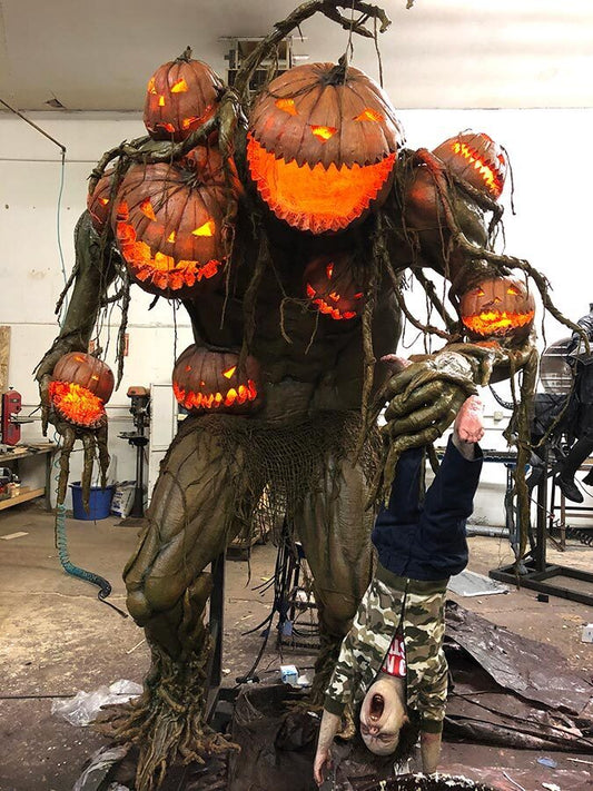 Halloween Giant Pumpkin Monster and Child