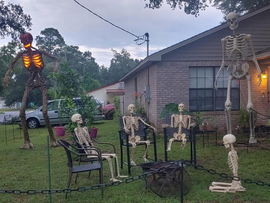 Giant-Sized Inferno Pumpkin Skeleton with LCD Eyes